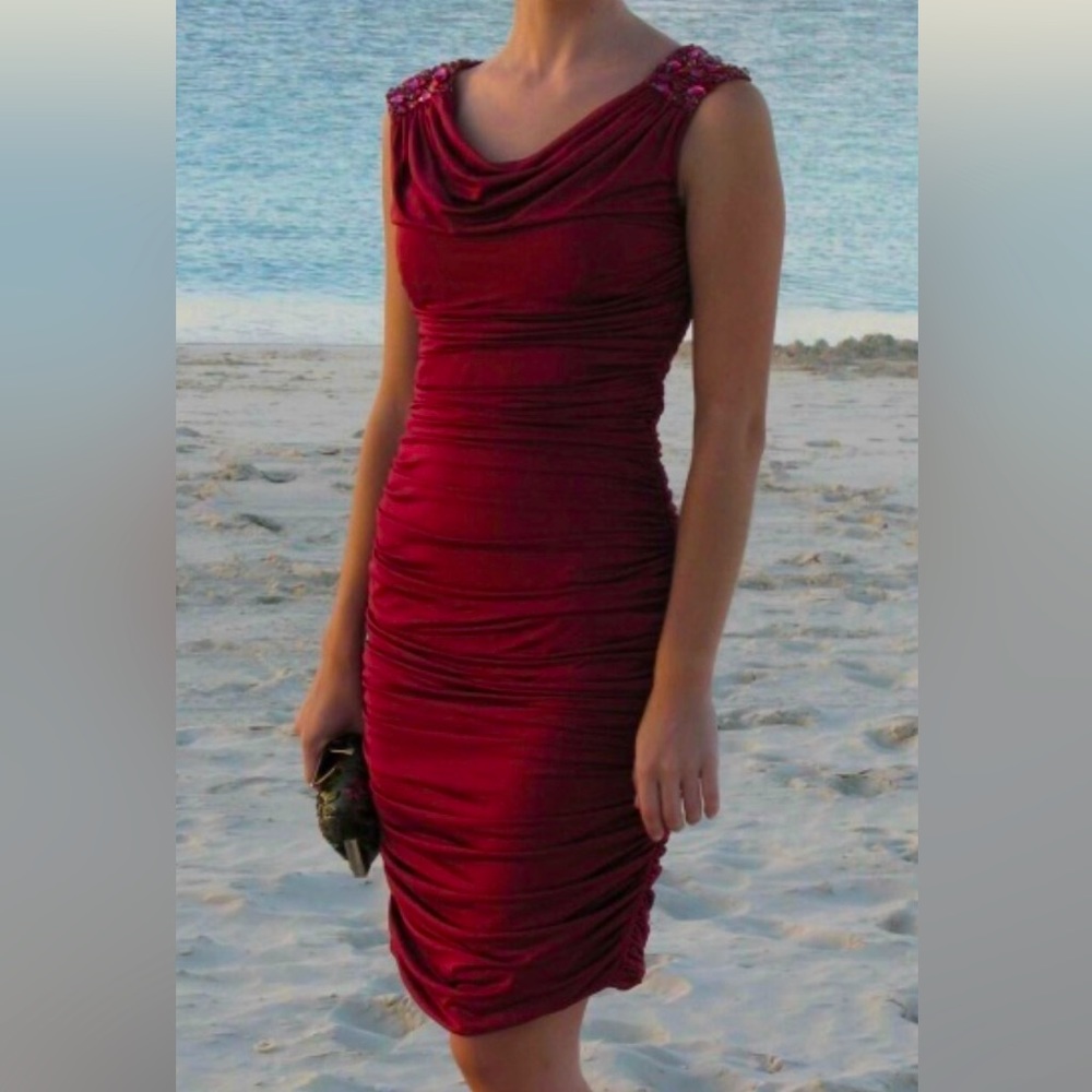 Sleeveless ruched cocktail dress